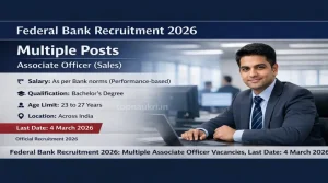 Federal Bank Associate Officer Recruitment 2026 Banner announcing multiple Associate Officer Sales posts