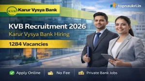Karur Vysya Bank (KVB) Recruitment 2026 Notification Out image showing 1284 vacancies in private bank jobs