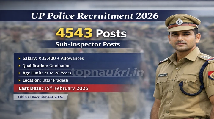UP Police SI Admit Card 2026-4543 Sub-Inspector posts with salary, qualification, age limit, job location, and official recruitment information.